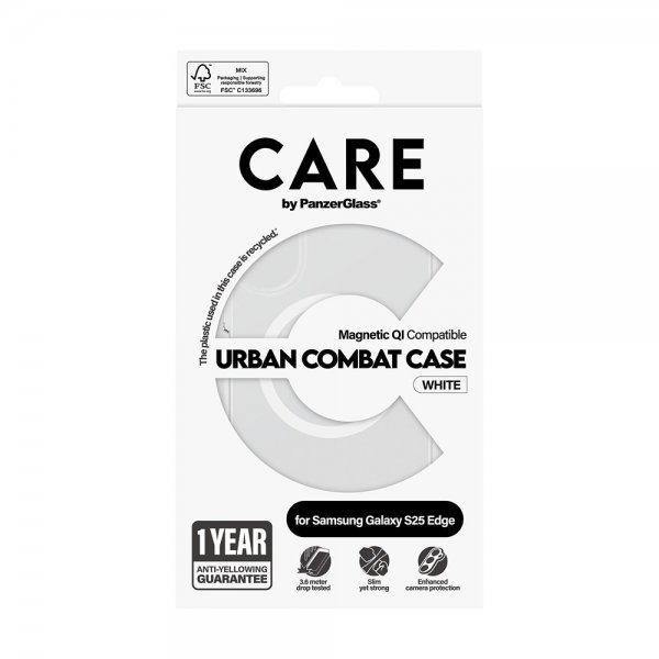 CARE by PanzerGlass Samsung Galaxy S25 Edge Skal Urban Combat MagSafe Vit