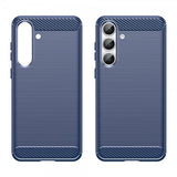 Samsung Galaxy S25 FE Skal Borstad Kolfibertextur Blå