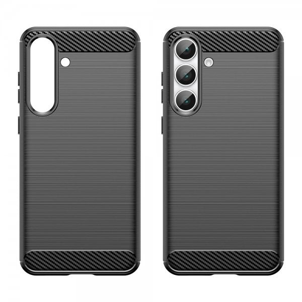 Samsung Galaxy S25 FE Skal Borstad Kolfibertextur Svart
