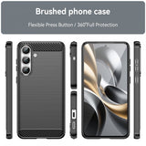Samsung Galaxy S25 FE Skal Borstad Kolfibertextur Svart
