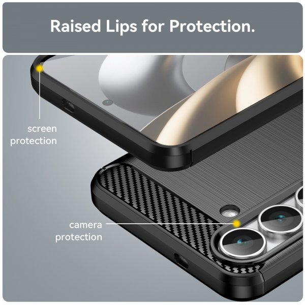 Samsung Galaxy S25 FE Skal Borstad Kolfibertextur Svart