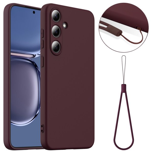 Samsung Galaxy S25 FE Skal med Strap Silikon MagSafe Vinröd