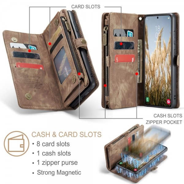 CaseMe Samsung Galaxy S25 Fodral 008 Series Löstagbart Skal Brun