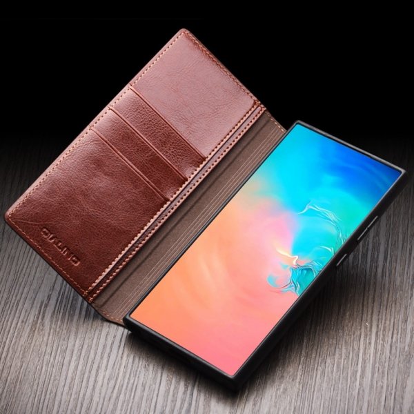 Qialino Samsung Galaxy S25 Fodral Äkta Läder Svart