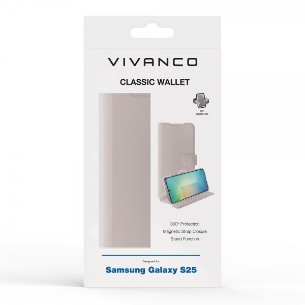 Vivanco Samsung Galaxy S25 Fodral Classic Wallet Greige
