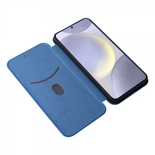 Samsung Galaxy S25 Fodral Kolfibertextur Blå