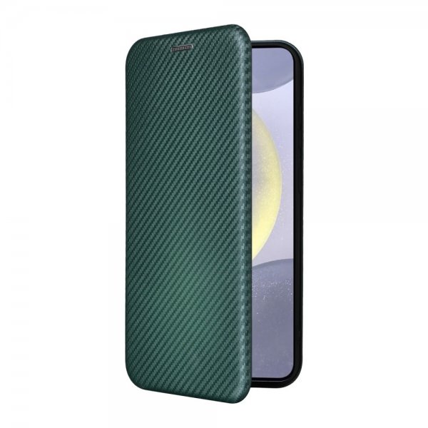 Samsung Galaxy S25 Fodral Kolfibertextur Grön