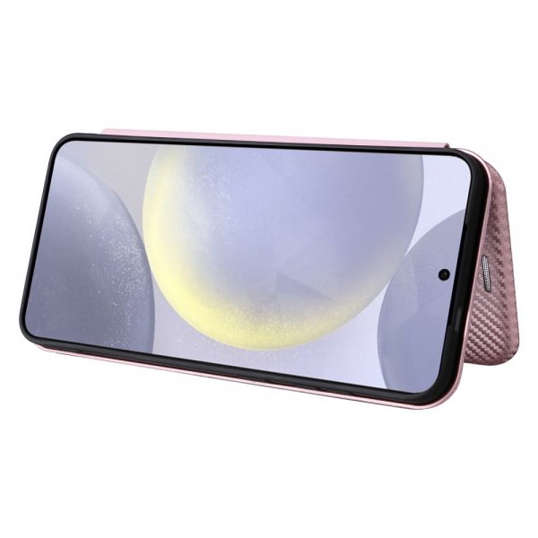 Samsung Galaxy S25 Fodral Kolfibertextur Roseguld