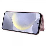 Samsung Galaxy S25 Fodral Kolfibertextur Roseguld