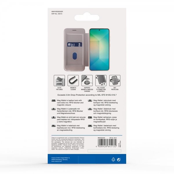 Vivanco Samsung Galaxy S25 Fodral Mag Wallet Greige