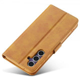 Lc.Imeeke Samsung Galaxy S25 Fodral med Kortfack Stativfunktion Ljusbrun