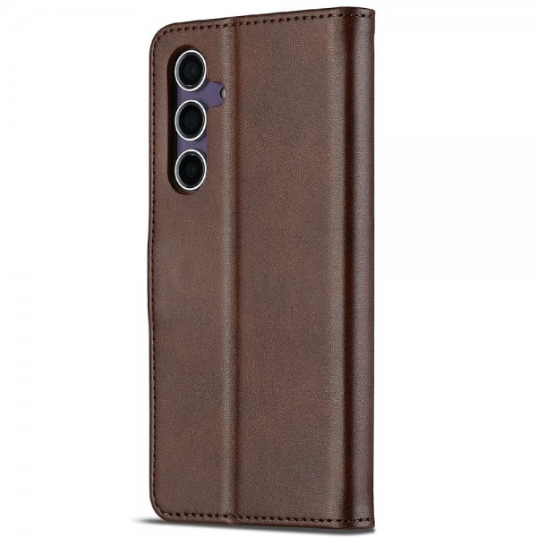 Lc.Imeeke Samsung Galaxy S25 Fodral med Kortfack Stativfunktion Mörkbrun