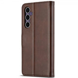 Lc.Imeeke Samsung Galaxy S25 Fodral med Kortfack Stativfunktion Mörkbrun