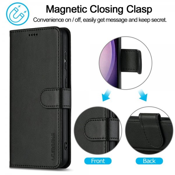 Lc.Imeeke Samsung Galaxy S25 Fodral med Kortfack Stativfunktion Svart