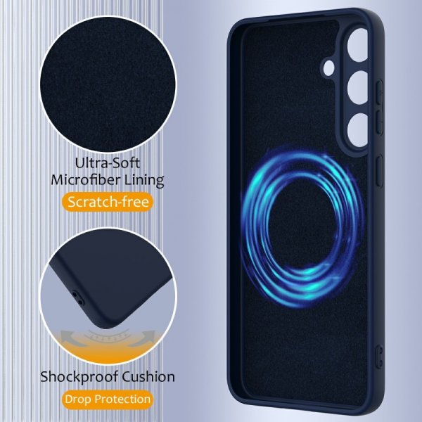 Samsung Galaxy S25 Plus Skal med Strap Silikon MagSafe Mörkblå