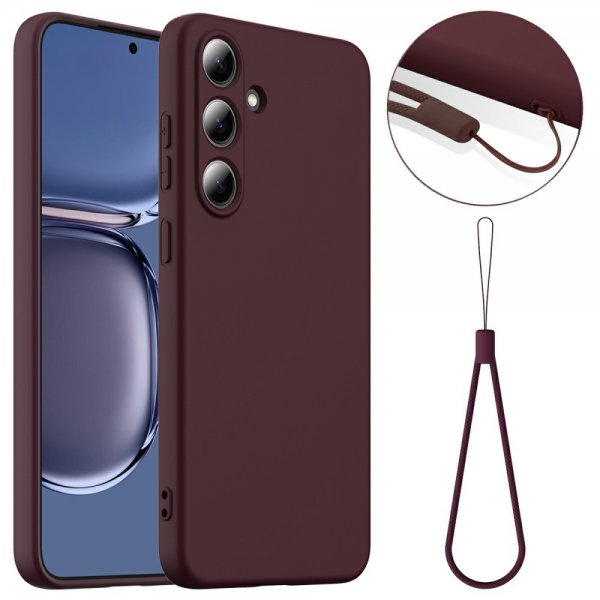 Samsung Galaxy S25 Plus Skal med Strap Silikon MagSafe Vinröd