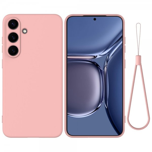 Samsung Galaxy S25 Plus Skal med Strap Silikon Rosa