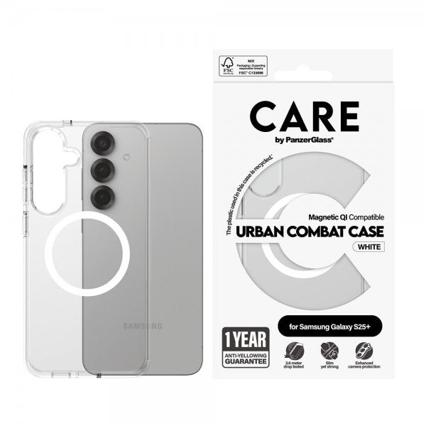 CARE by PanzerGlass Samsung Galaxy S25 Plus Skal Urban Combat MagSafe Vit