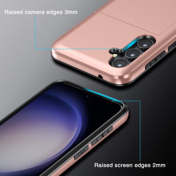 Samsung Galaxy S25 Skal Card Slide Roseguld