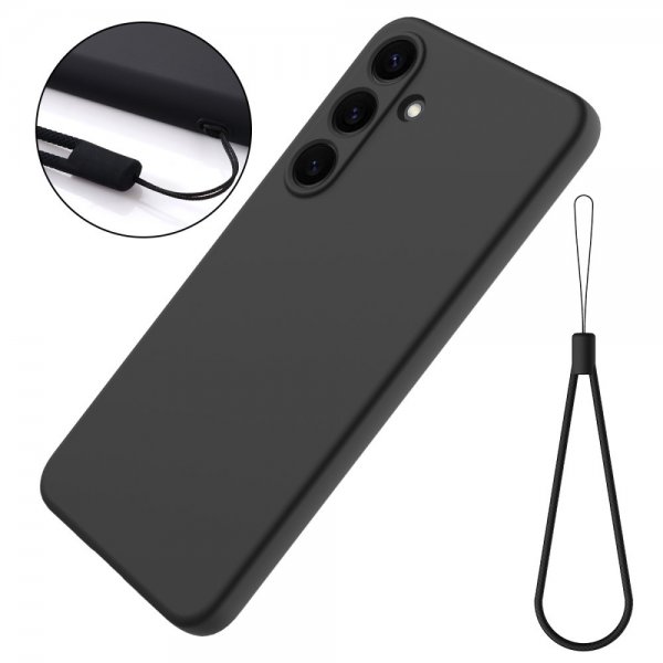 Samsung Galaxy S25 Skal med Strap Silikon Svart