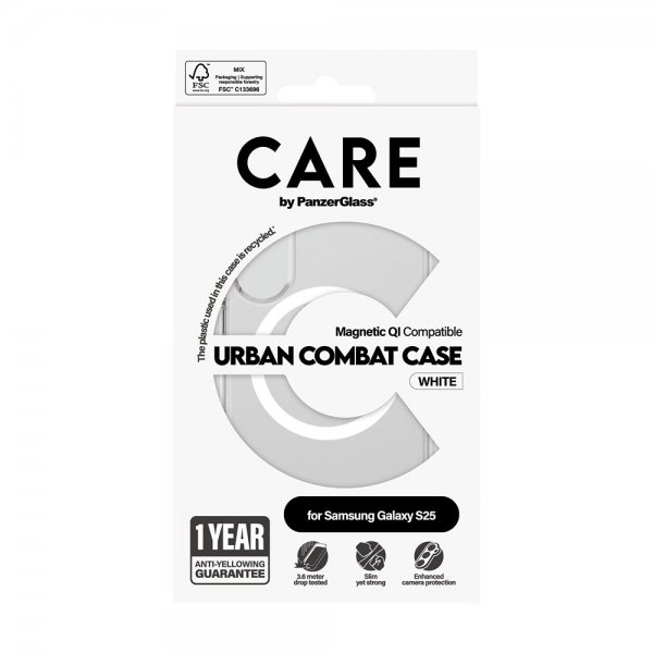 CARE by PanzerGlass Samsung Galaxy S25 Skal Urban Combat MagSafe Vit