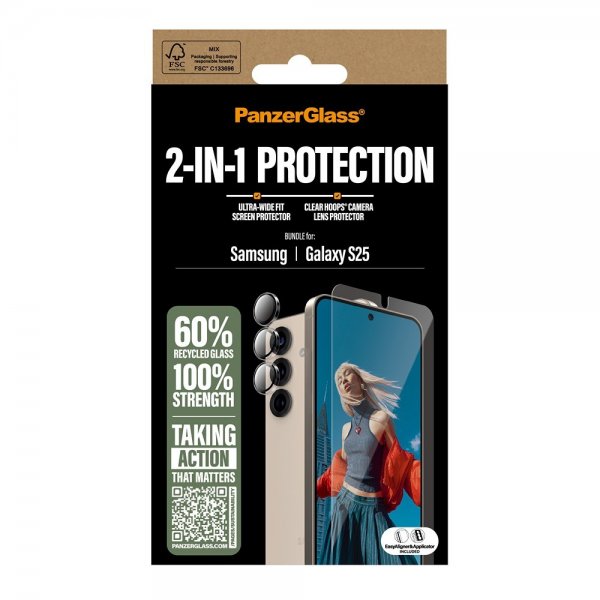 PanzerGlass Samsung Galaxy S25 Skärmskydd och Kameraskydd 2-in-1 Bundle