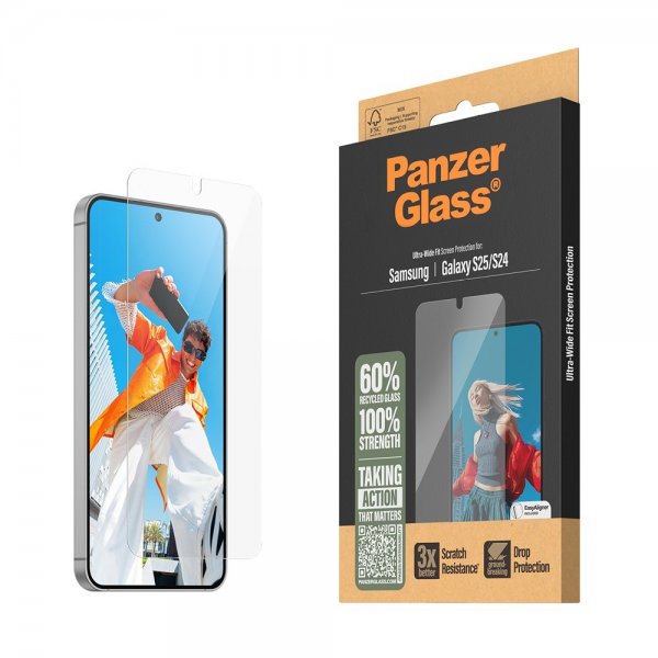 PanzerGlass Samsung Galaxy S24/Galaxy S25 Skärmskydd Ultra-Wide Fit EasyAligner