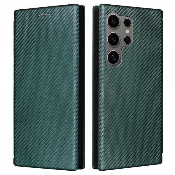 Samsung Galaxy S25 Ultra Fodral Kolfibertextur Grön