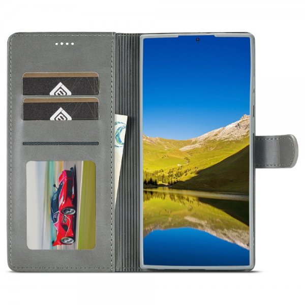 Lc.Imeeke Samsung Galaxy S25 Ultra Fodral med Kortfack Stativfunktion Grå