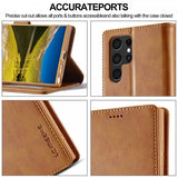 Lc.Imeeke Samsung Galaxy S25 Ultra Fodral med Kortfack Stativfunktion Ljusbrun