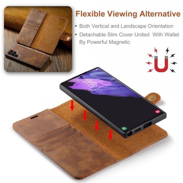 Dg.Ming Samsung Galaxy S25 Ultra Fodral med Löstagbart Skal Brun