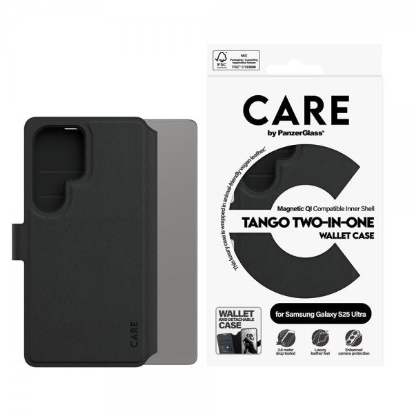 CARE by PanzerGlass Samsung Galaxy S25 Ultra Fodral Tango Two-in-One Wallet MagSafe Svart