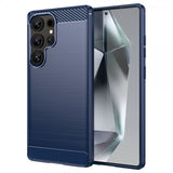 Samsung Galaxy S25 Ultra Skal Borstad Kolfibertextur Blå