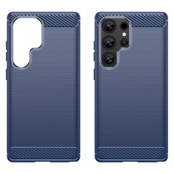 Samsung Galaxy S25 Ultra Skal Borstad Kolfibertextur Blå