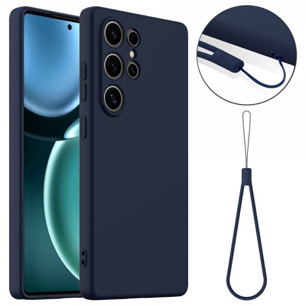 Samsung Galaxy S25 Ultra Skal med Strap Silikon MagSafe Mörkblå
