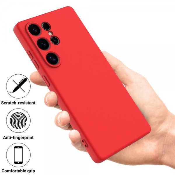 Samsung Galaxy S25 Ultra Skal med Strap Silikon Röd