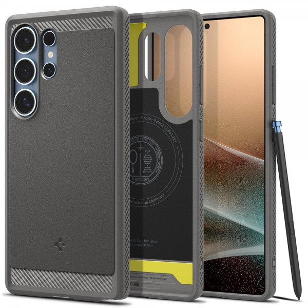 Spigen Samsung Galaxy S25 Ultra Skal Rugged Armor MagFit Marble Gray