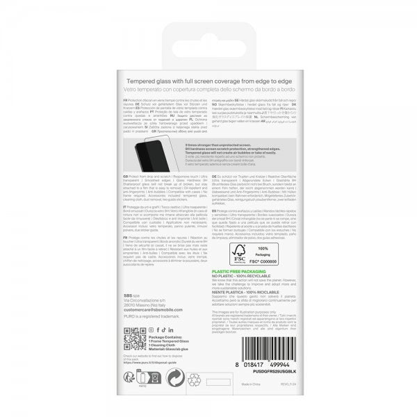 Puro Samsung Galaxy S25 Ultra Skärmskydd Frame Tempered Glass