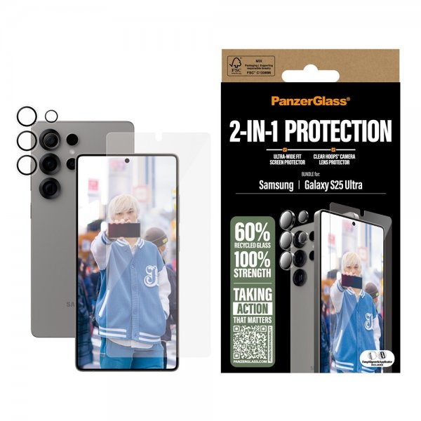 PanzerGlass Samsung Galaxy S25 Ultra Skärmskydd och Kameraskydd 2-in-1 Bundle
