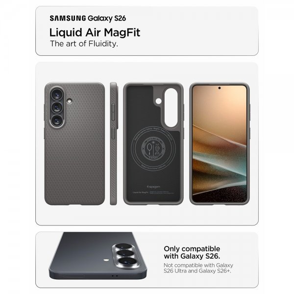 Spigen Samsung Galaxy S26 Skal Liquid Air MagFit Marble Gray