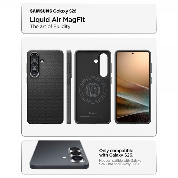 Spigen Samsung Galaxy S26 Skal Liquid Air MagFit Matte Black