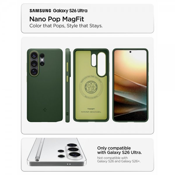 Spigen Samsung Galaxy S26 Ultra Skal Nano Pop MagFit Avo Green