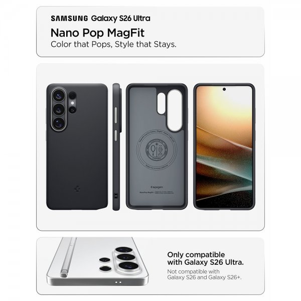 Spigen Samsung Galaxy S26 Ultra Skal Nano Pop MagFit Black Sesame