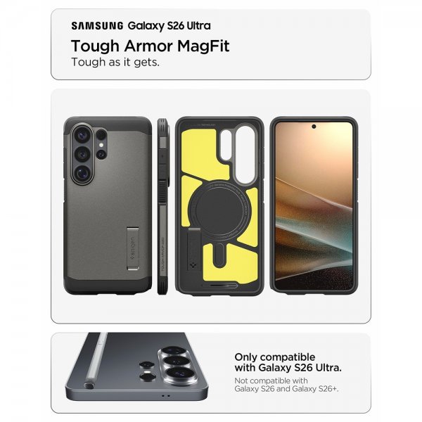 Spigen Samsung Galaxy S26 Ultra Skal Tough Armor MagFit Gunmetal