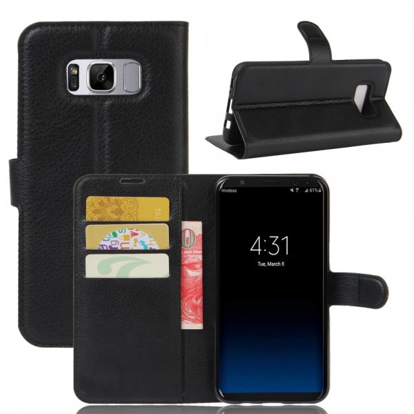 Samsung Galaxy S8 Plus Fodral Litchi Svart