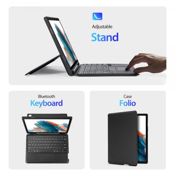 Dux Ducis Samsung Galaxy Tab A8 Fodral Löstagbart Tangentbord Svart