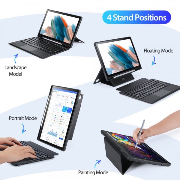 Dux Ducis Samsung Galaxy Tab A8 Fodral Löstagbart Tangentbord Svart