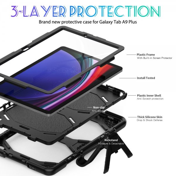 Samsung Galaxy Tab A9 Plus/Tab A11 Plus Skal Heavy Duty Armor Svart