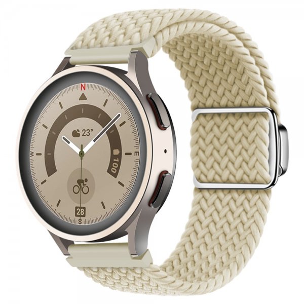 Samsung Galaxy Watch 20mm Armband Flätad Nylon Gräddvit