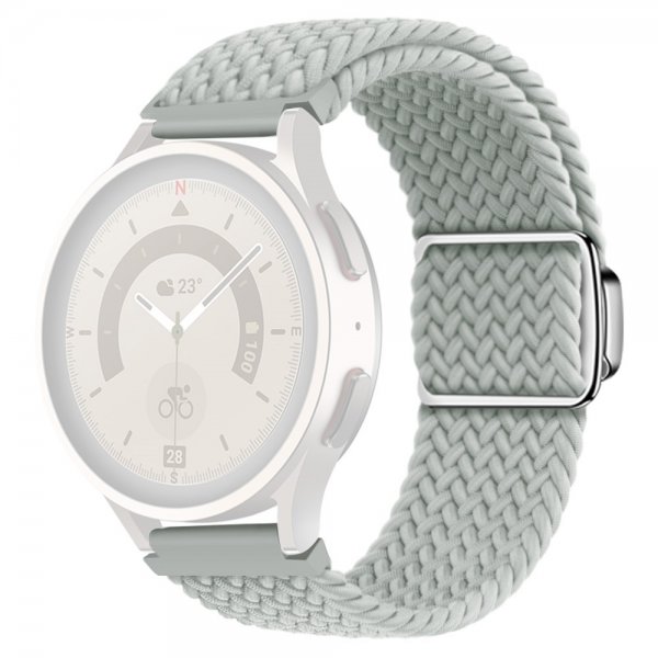 Samsung Galaxy Watch 20mm Armband Flätad Nylon Ljusgrå